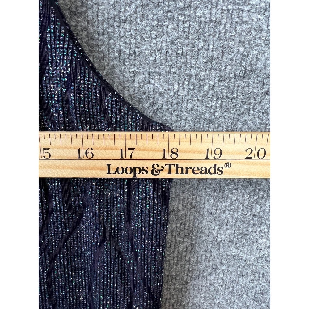 Alex Evenings Womens Navy Blue Glitter Popover Maxi Dress Size 14 Formal Gown - Picture 9 of 10